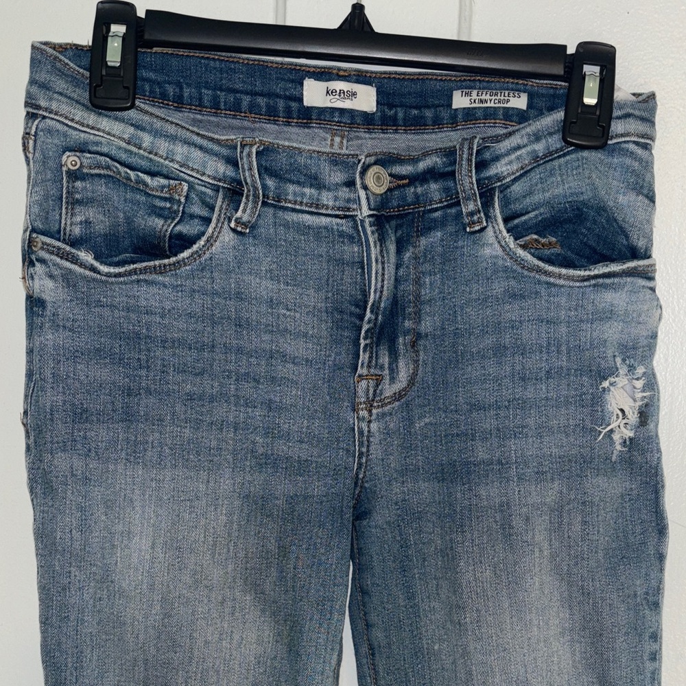 Kensie Distressed Ankle skinny crop blue Jeans size 4/27 - Picture 5 of 10